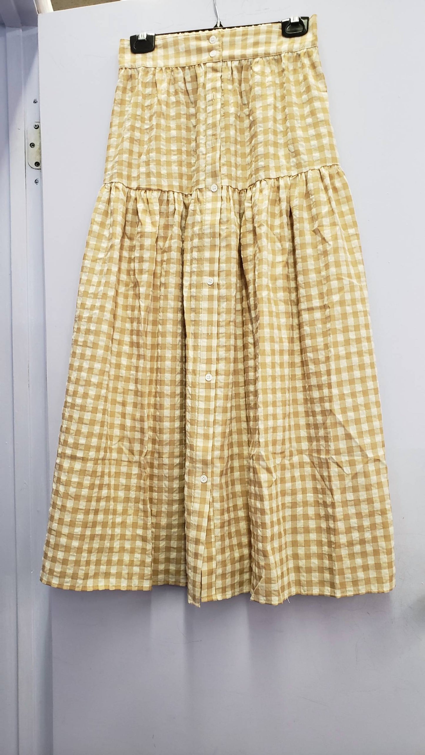 Women's Front Button Checked Skirt