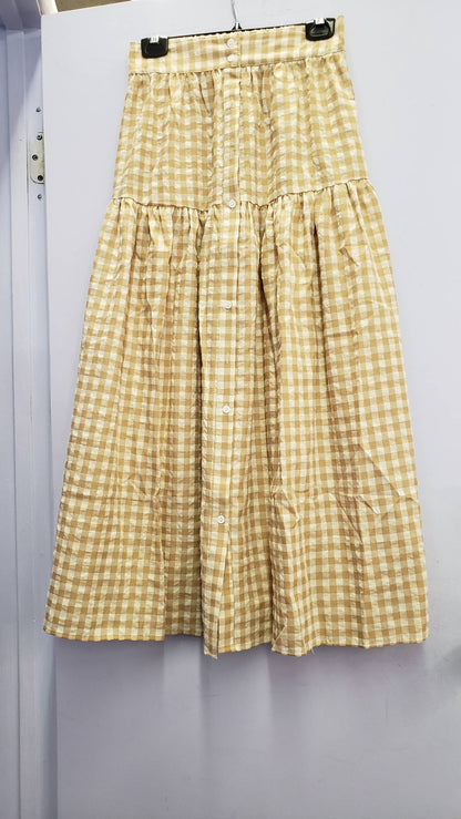 Women's Front Button Checked Skirt