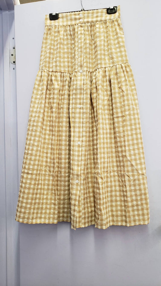 Women's Front Button Checked Skirt