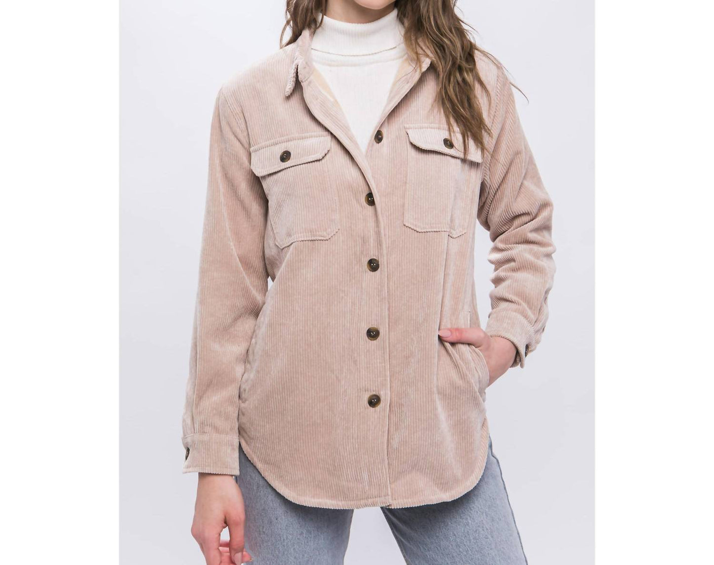 Bonfire Heart Corduroy Shacket with Cozy Plaid Lining