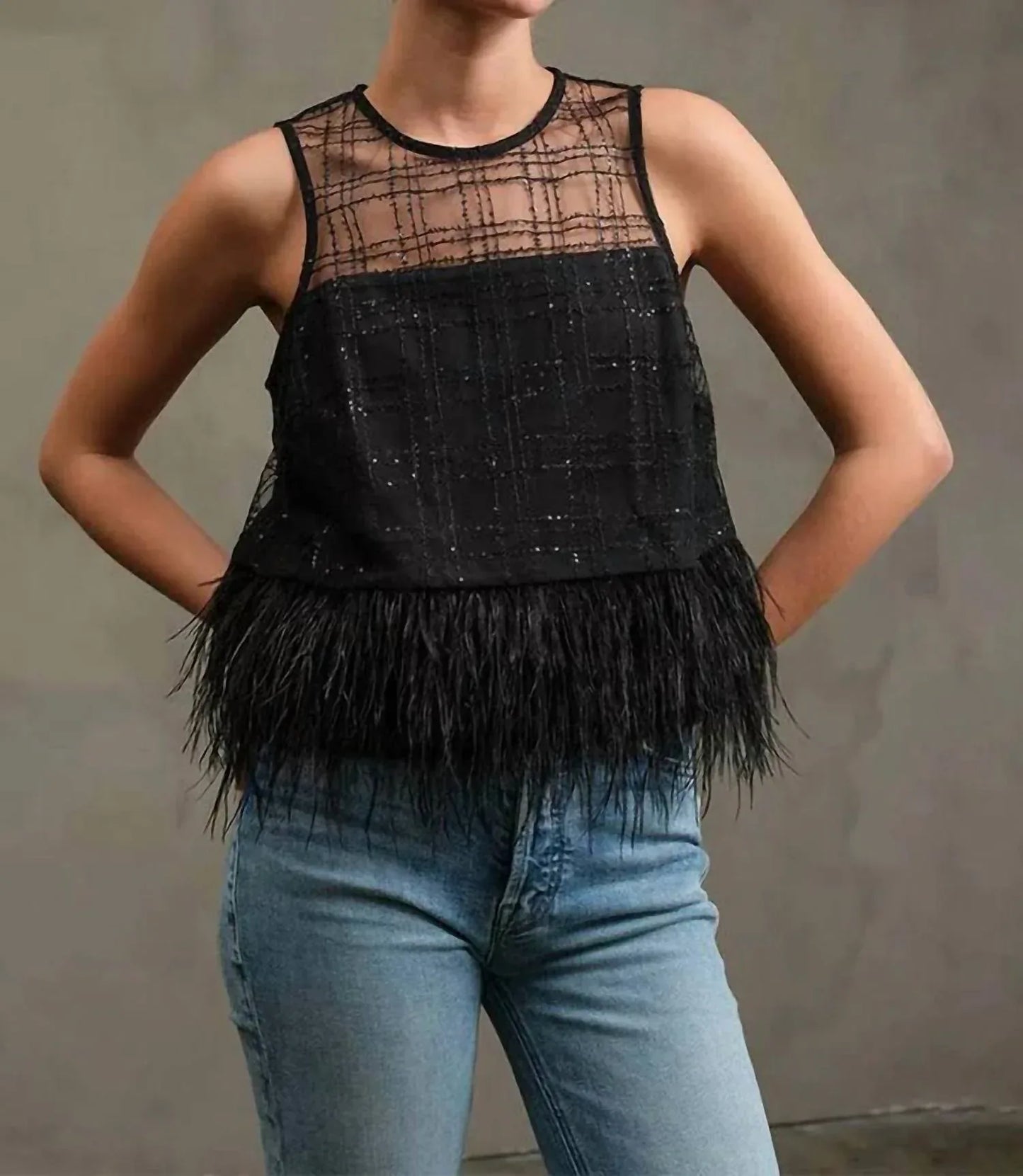 Madison - Women's Luxe Grid Feather Top - Rack Hunt