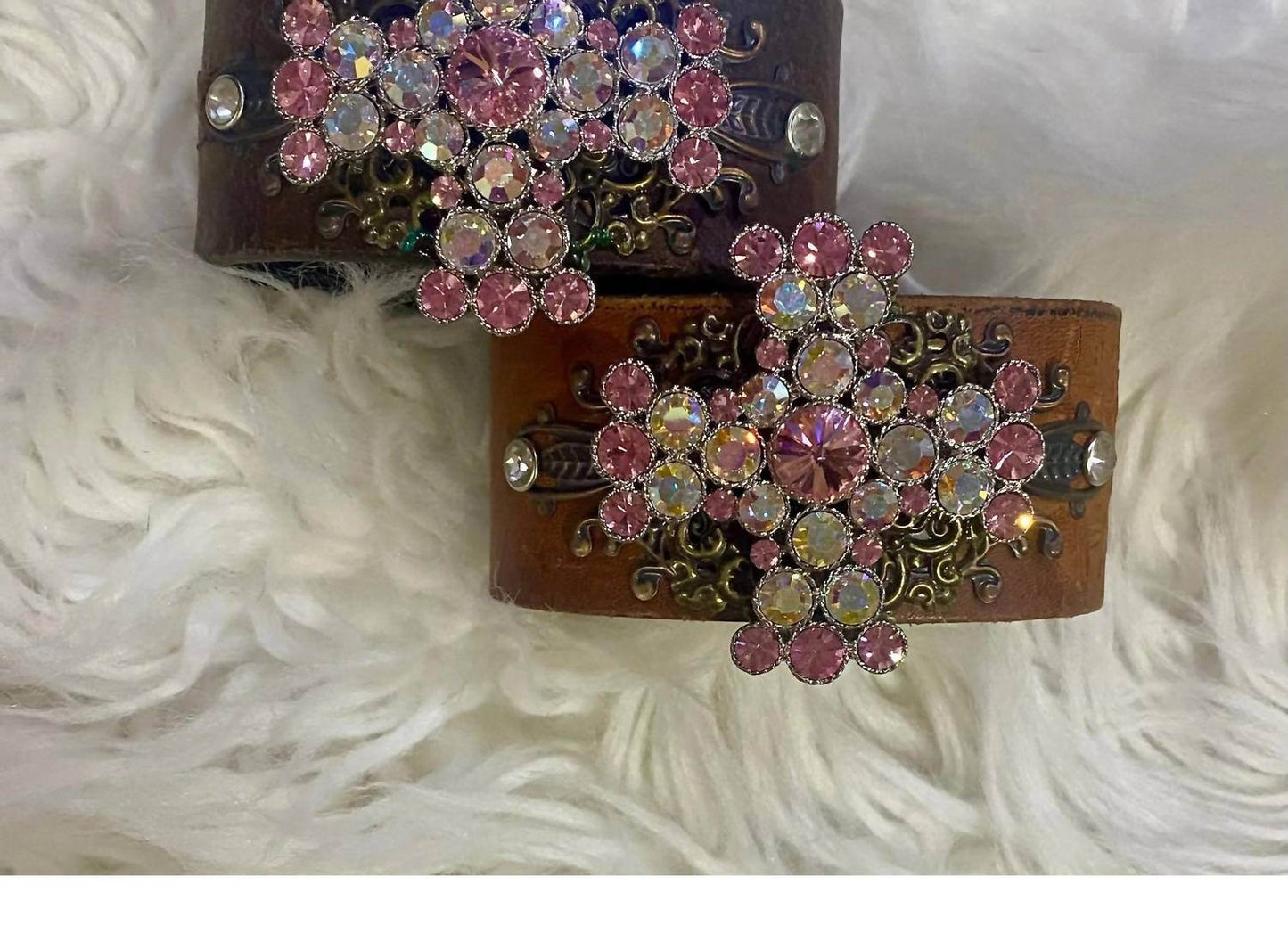 BFF Creations - Women's Rhinestone Cross Leather Cuff - Rack Hunt -