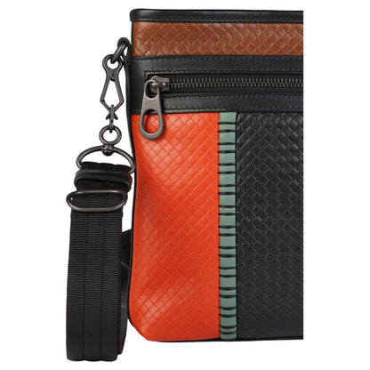 Men's Tri-color Intrecciato Leather Crossbody Bag
