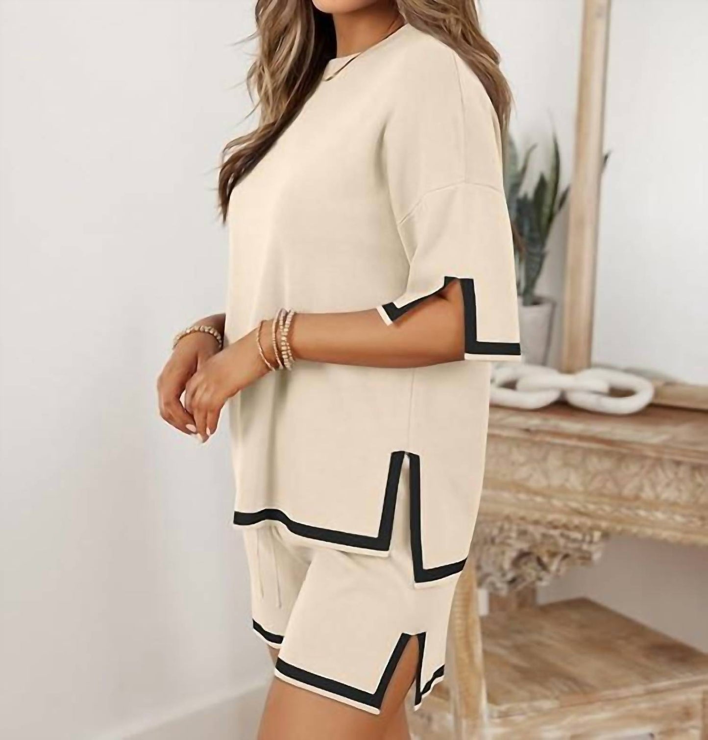 Ribbed Knit Shorts Lounge Set