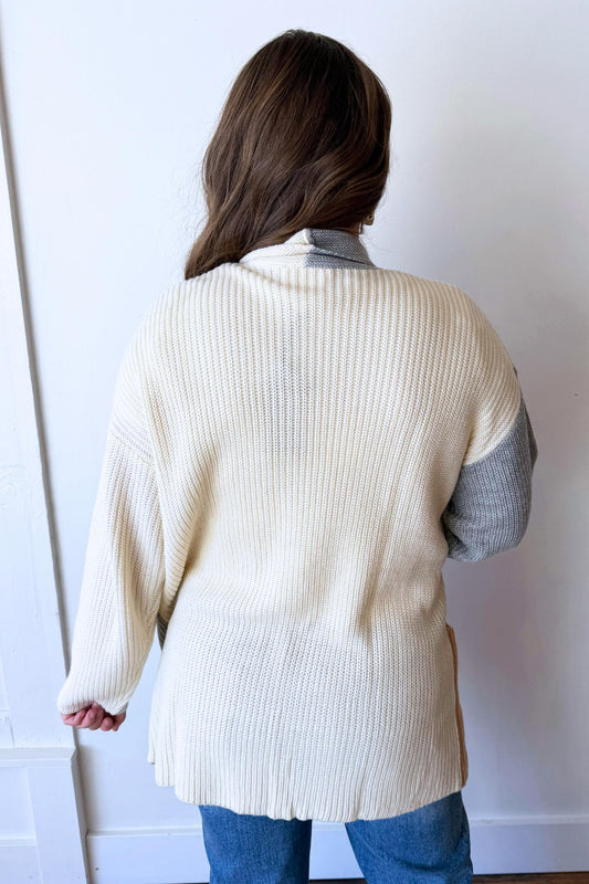 Striped Cardigan With Patch Pockets