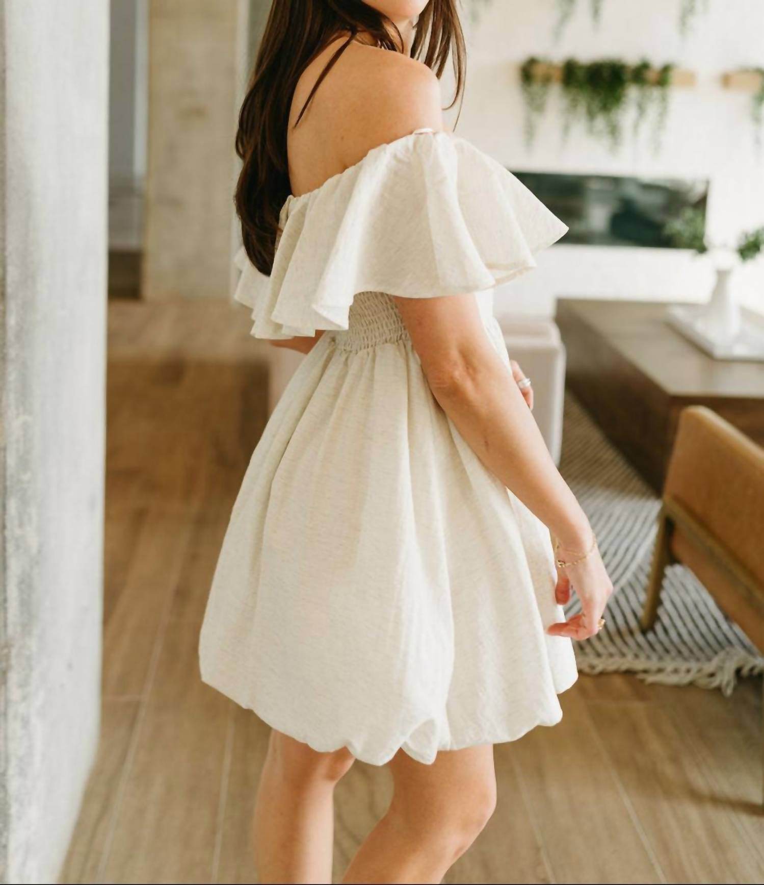 Everleigh - Alina Off-the-shoulder Bubble Mini Dress - Rack Hunt -