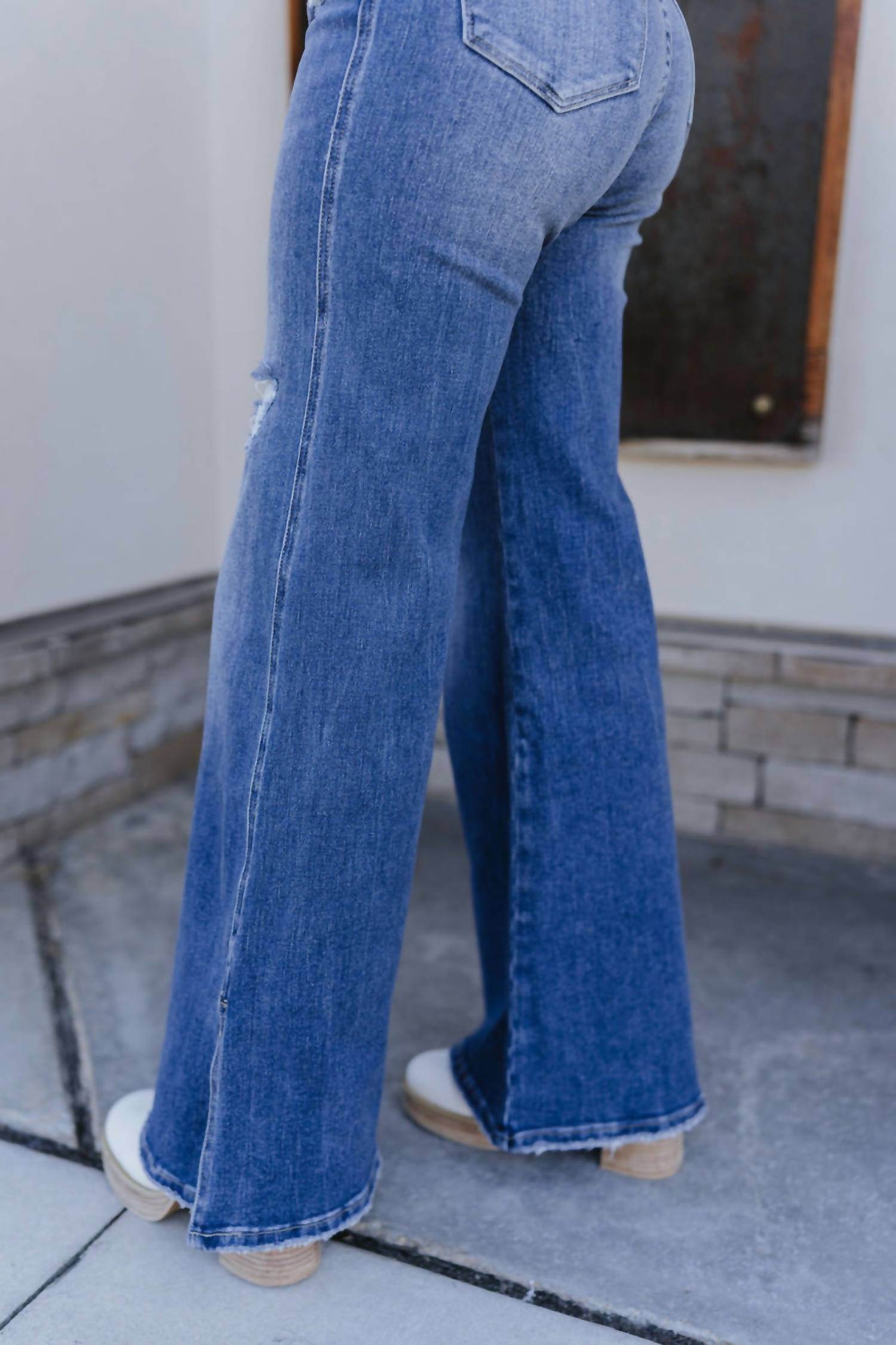 Root Denim - Rooted Denim: Roxanne Slit Flare Jeans - Rack Hunt