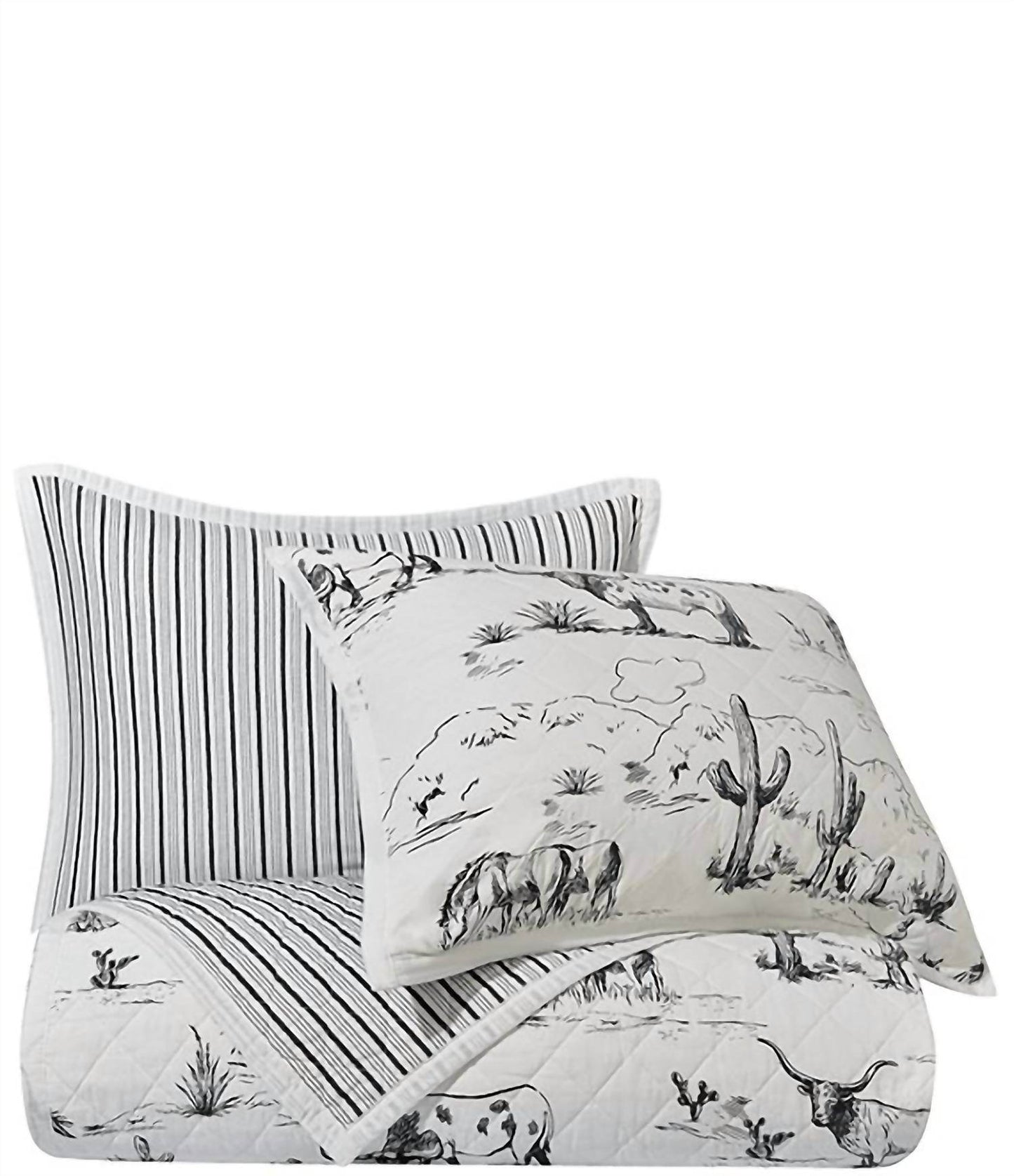 Paseo Road - Ranch Life Western Toile Reversible Quilt Set - Rack Hunt -