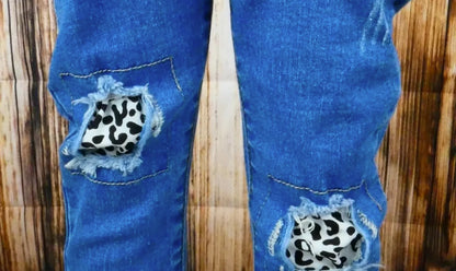 ML Kids - Kid's Leopard Patch Jeans - alternate view - Rack Hunt