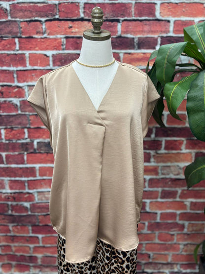 Women's Silky V-neck Everyday Blouse - Plus