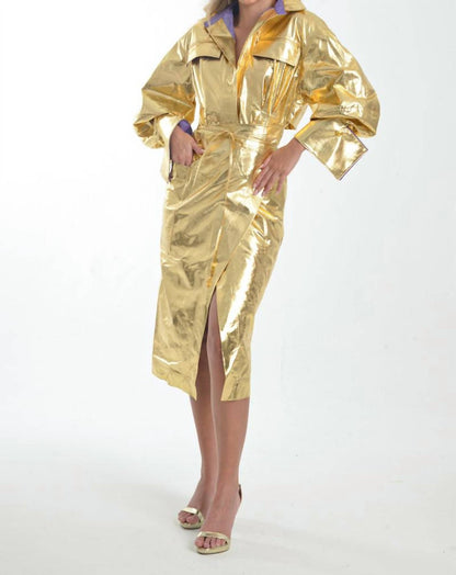 Golden Glam Trench Coat dress