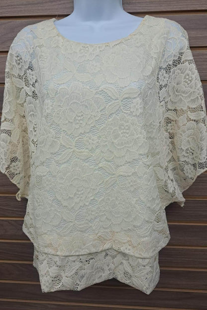 Brittany Black - Women's Kimono Sleeve Lace Top W/ Undershirt - Rack Hunt