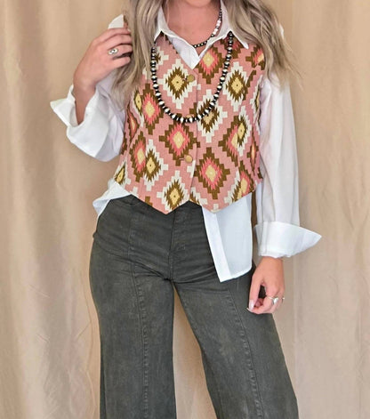 Southwest Tapestry Snap Western Vest