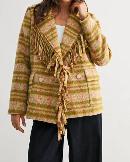 Meg Plaid Fringe Jacket