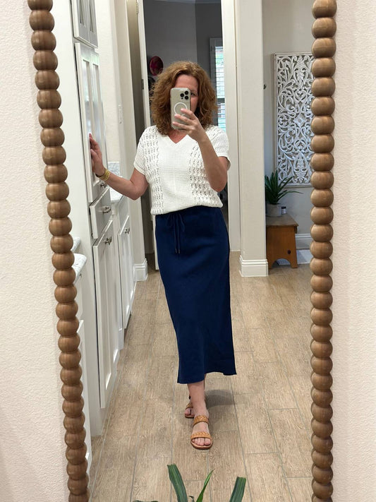 Aix Linen Midi Skirt