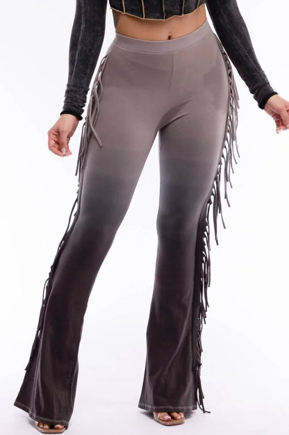 K TOO - Women's Dip Wash Fringe Flared Pants - Rack Hunt