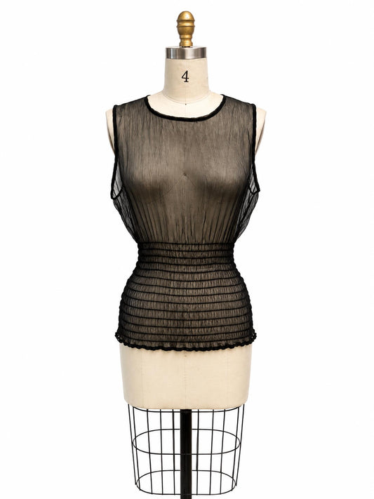 Waist Rouching Sheer Tank Top