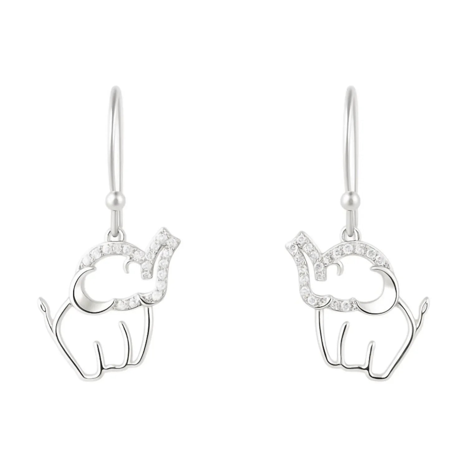 Allyanna Gifts - Women's Moissanite Pave Elephant Dangling French Wire Earrings - Rack Hunt