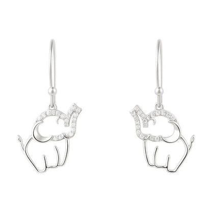 Allyanna Gifts - Women's Moissanite Pave Elephant Dangling French Wire Earrings - Rack Hunt