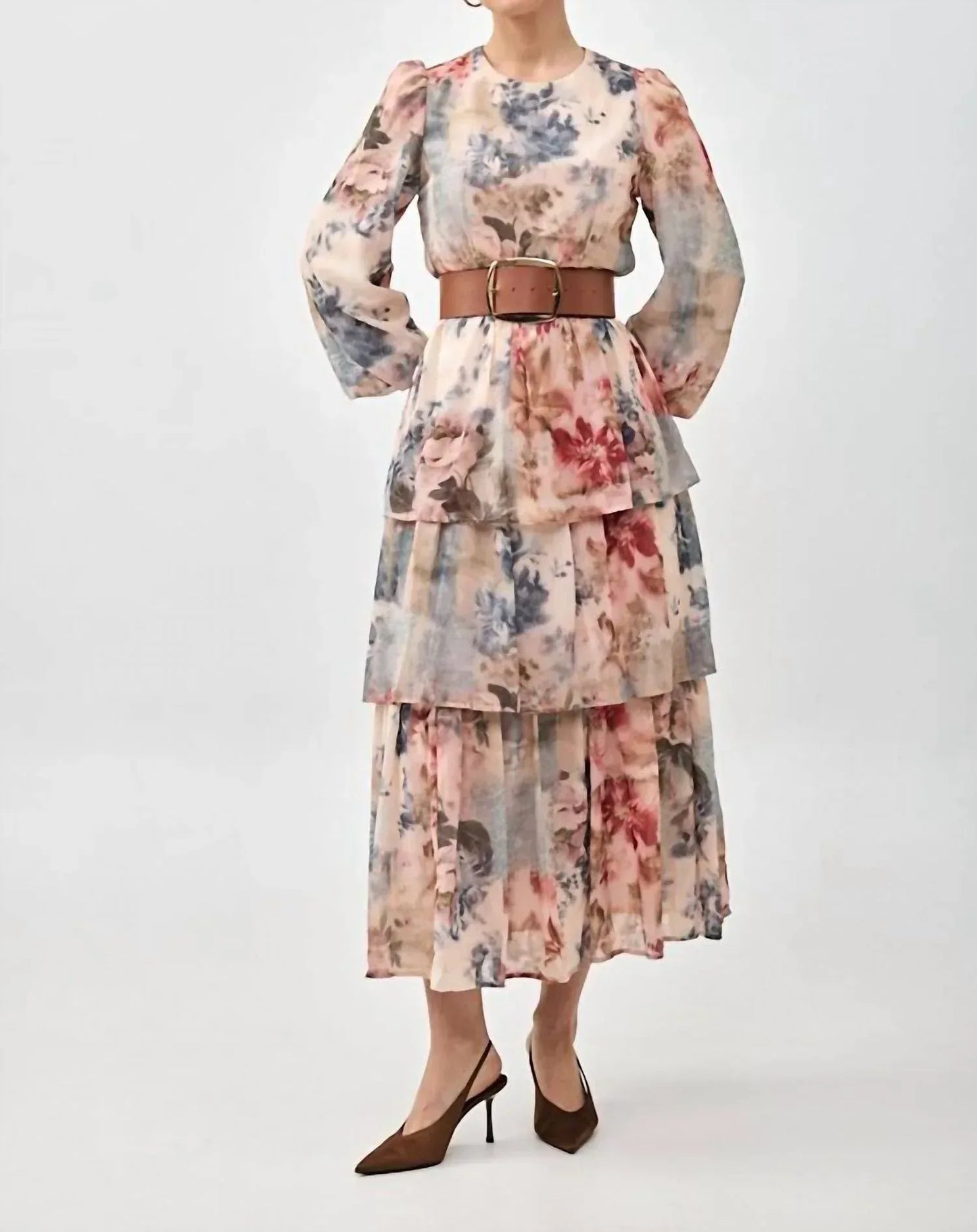 Camellia - Oina Puff Sleeves Tiered Maxi Dress - Rack Hunt