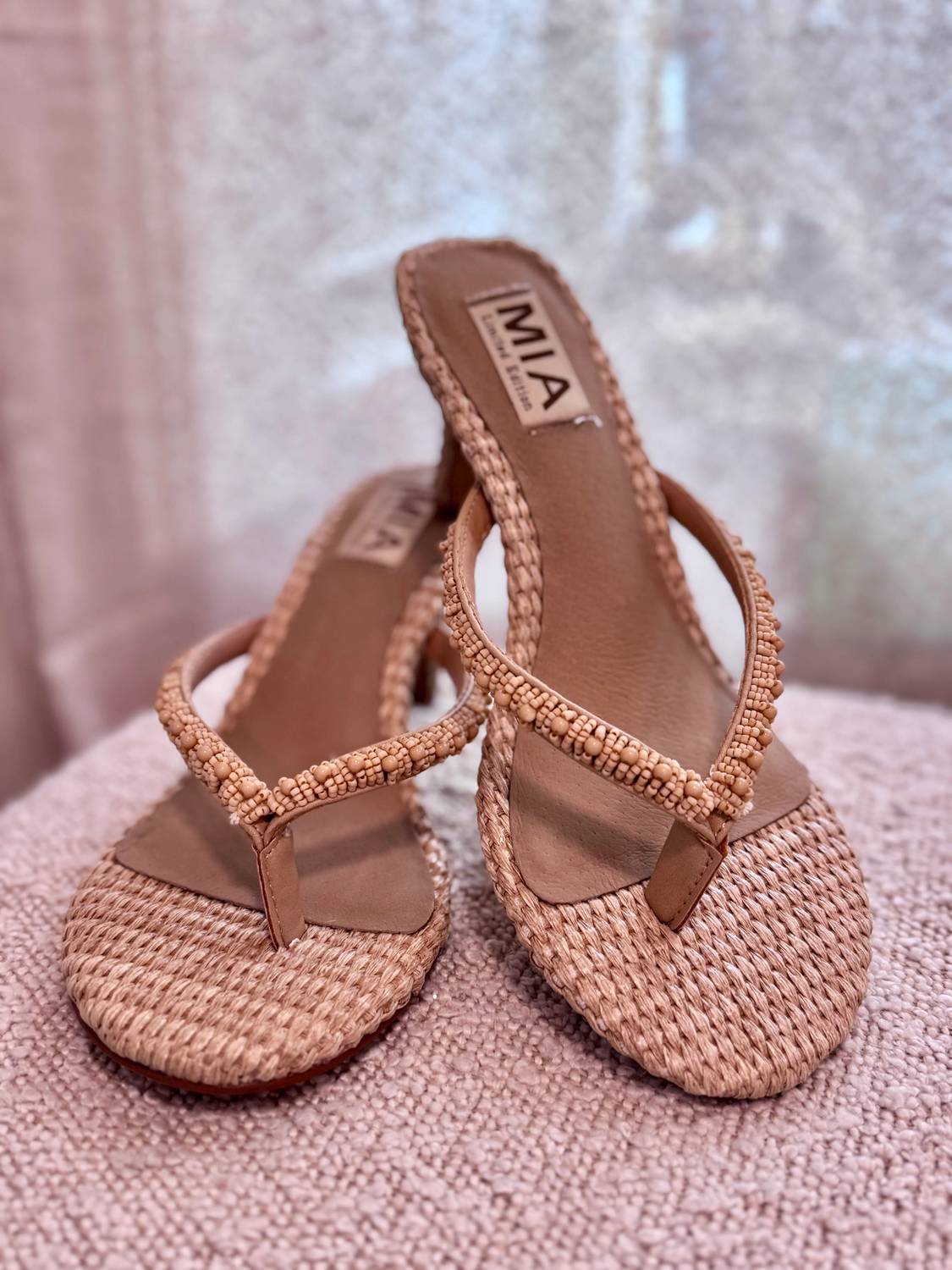 Women's Zilvia Beaded Thong Heeled Sandal
