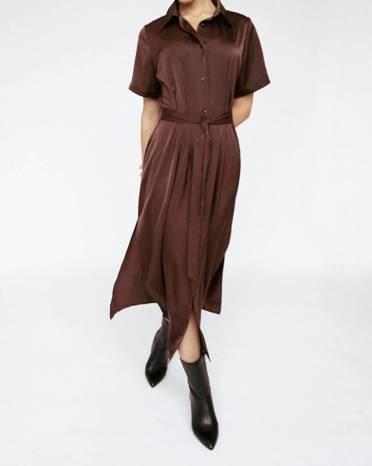 Butter Satin Shirt Dress