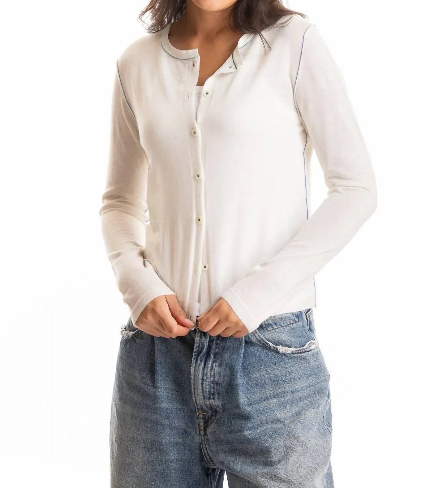 Guh - Worsted Cashmere Crewneck Cardigan - Rack Hunt