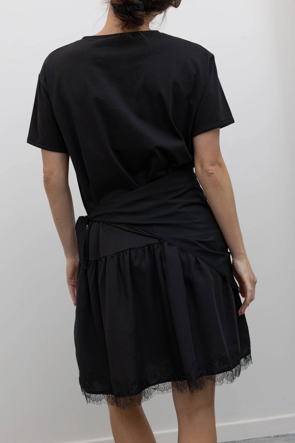 Lace Hem Wrap Mini Dress