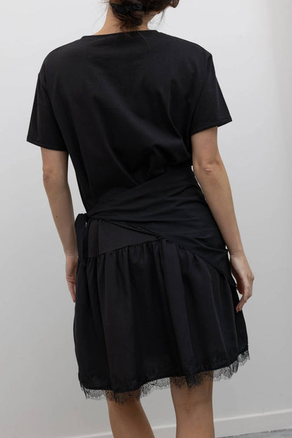 Lace Hem Wrap Mini Dress