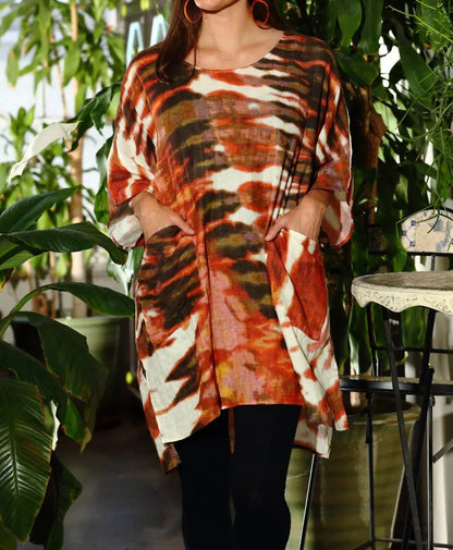 KikiSol - Artisan Tie Dye Gauze Round Neck Kaftan Dress - Rack Hunt