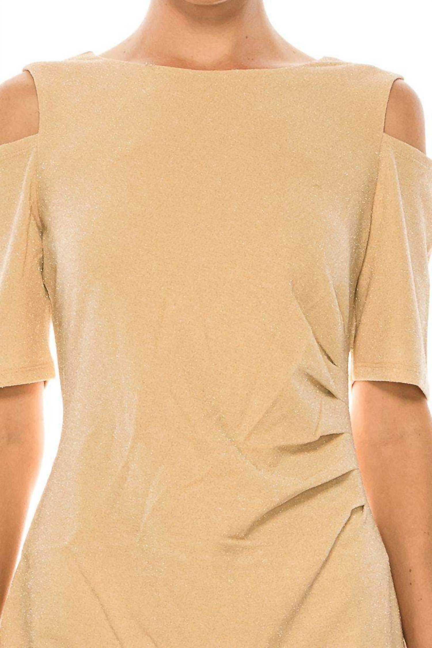 ILE Clothing - Side Pleat Cold Shoulder Sheath Dress - Rack Hunt