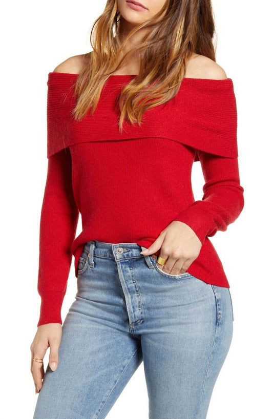 Leith - Off Shoulder Long Sleeve Soft Knit Sweater - Rack Hunt -