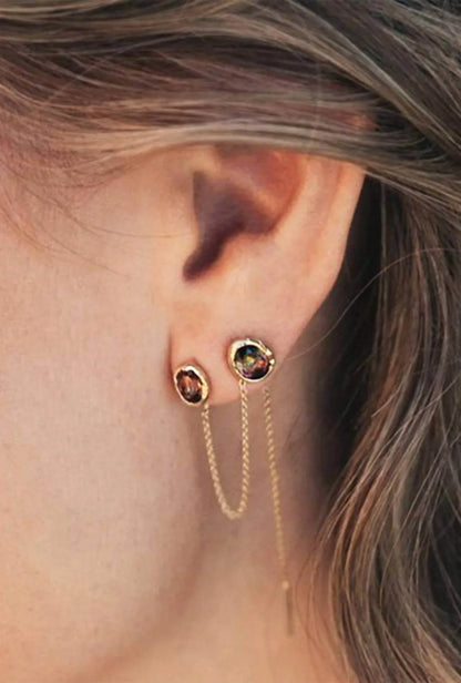 Fie Isolde - Women's Alfa Threader Earring Long With Precious Stone - Rack Hunt