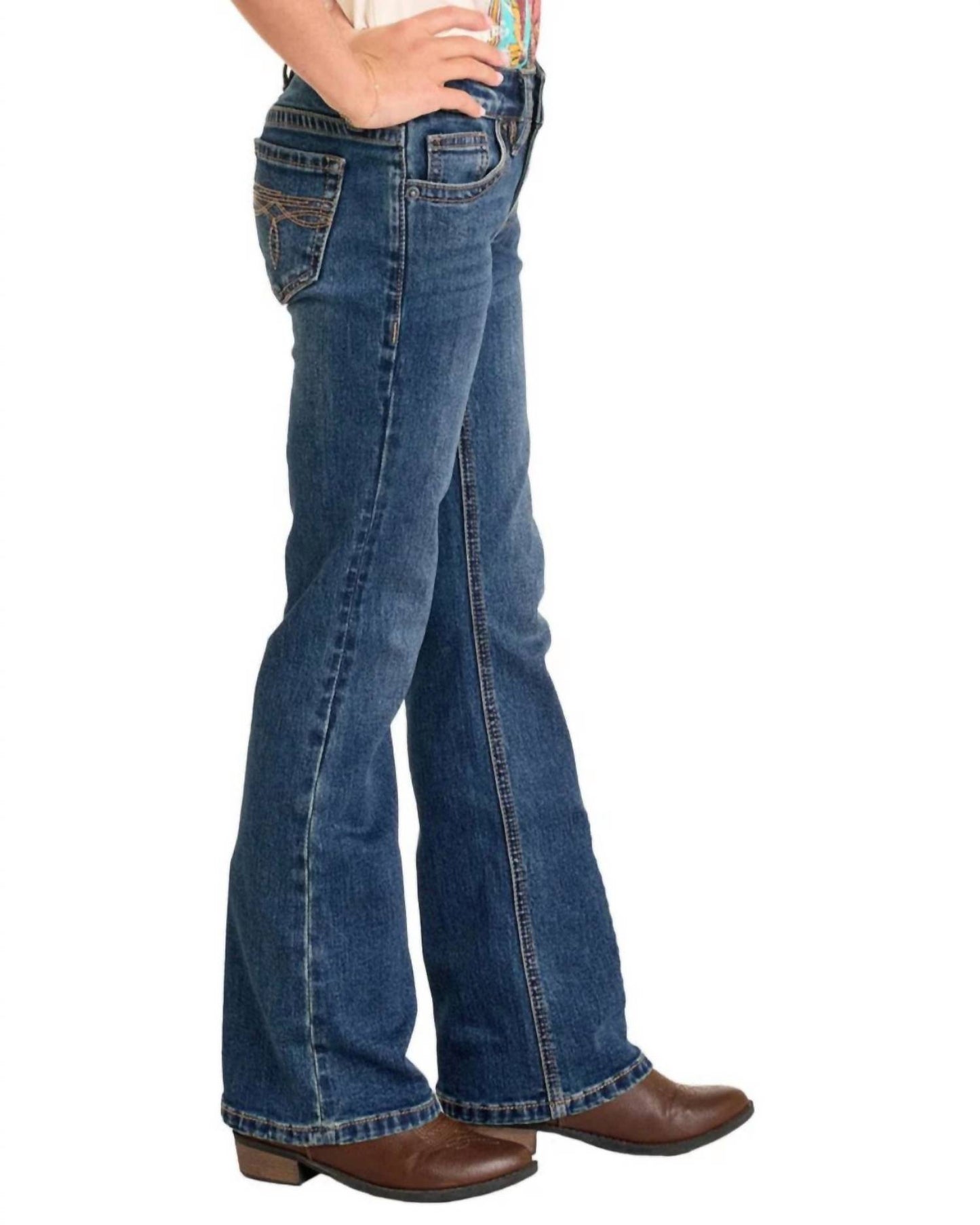 Girls Boots Stitch Boot Cut Jeans
