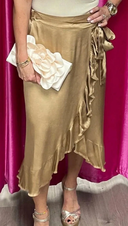 Dixie - Camilla Satin Ruffle Midi Skirt - Rack Hunt