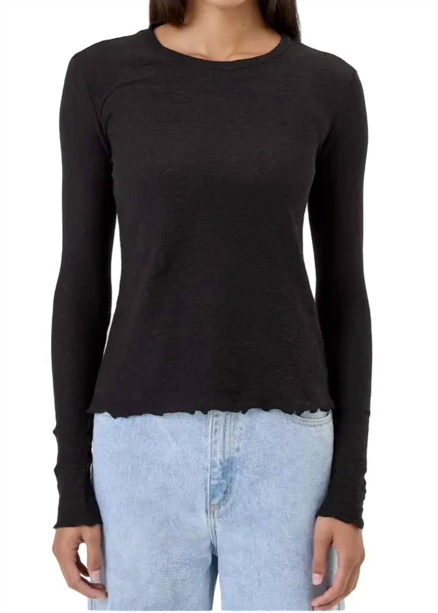 Cotton Jacquard Long Sleeve Tee