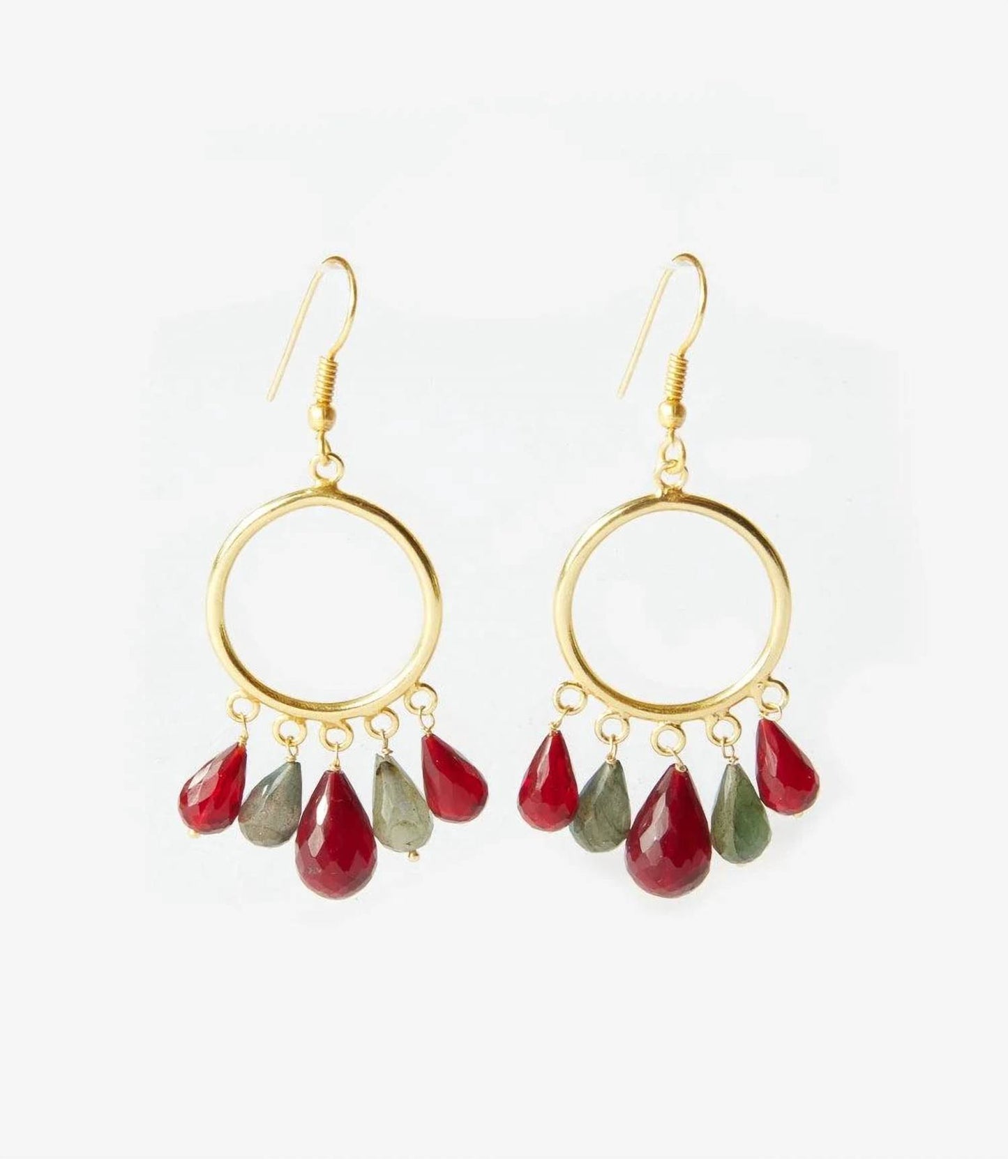 Women's Dangling Gemstone Hoop Earrings