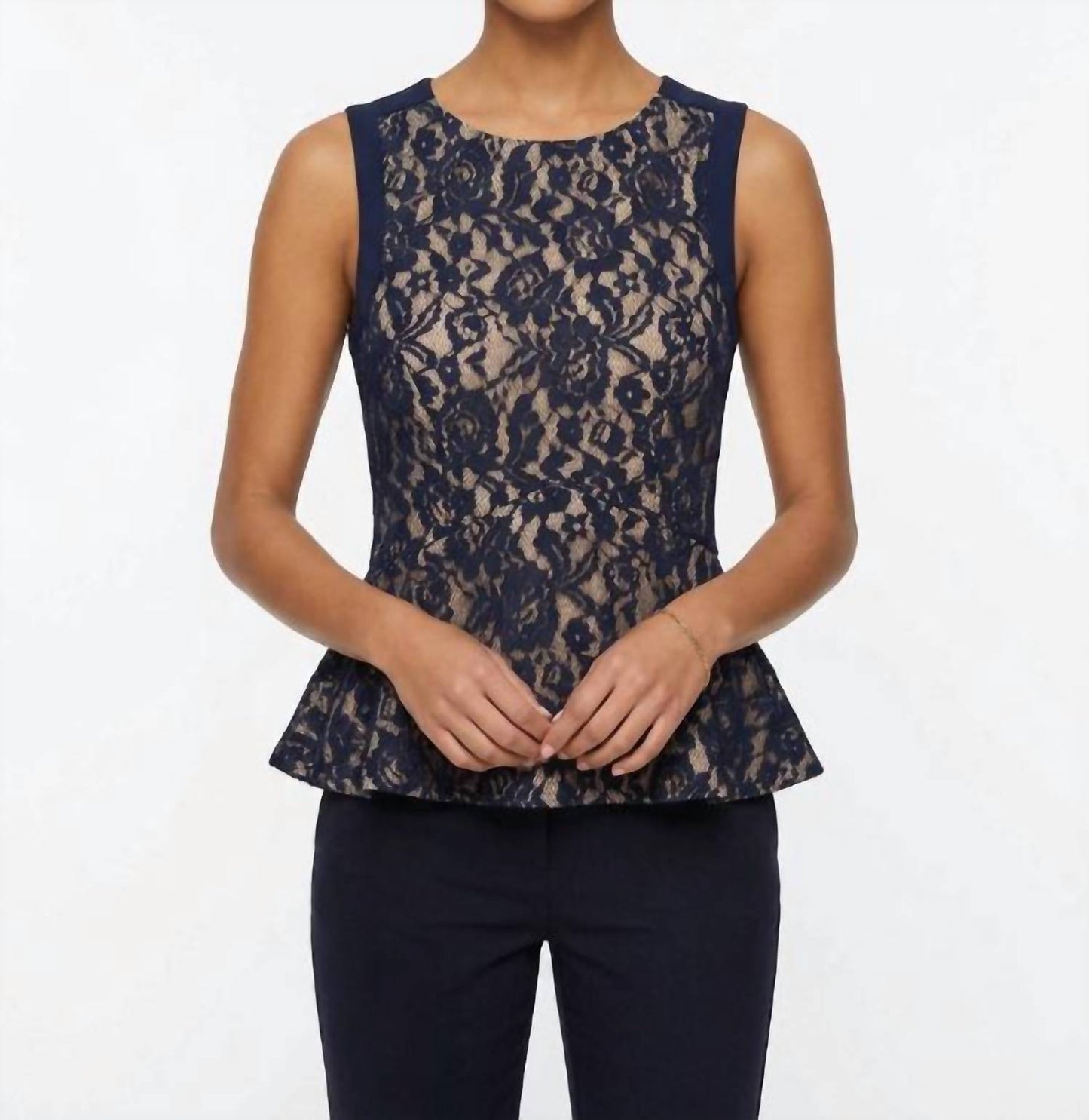 Sleeveless Floral Lace Peplum Top