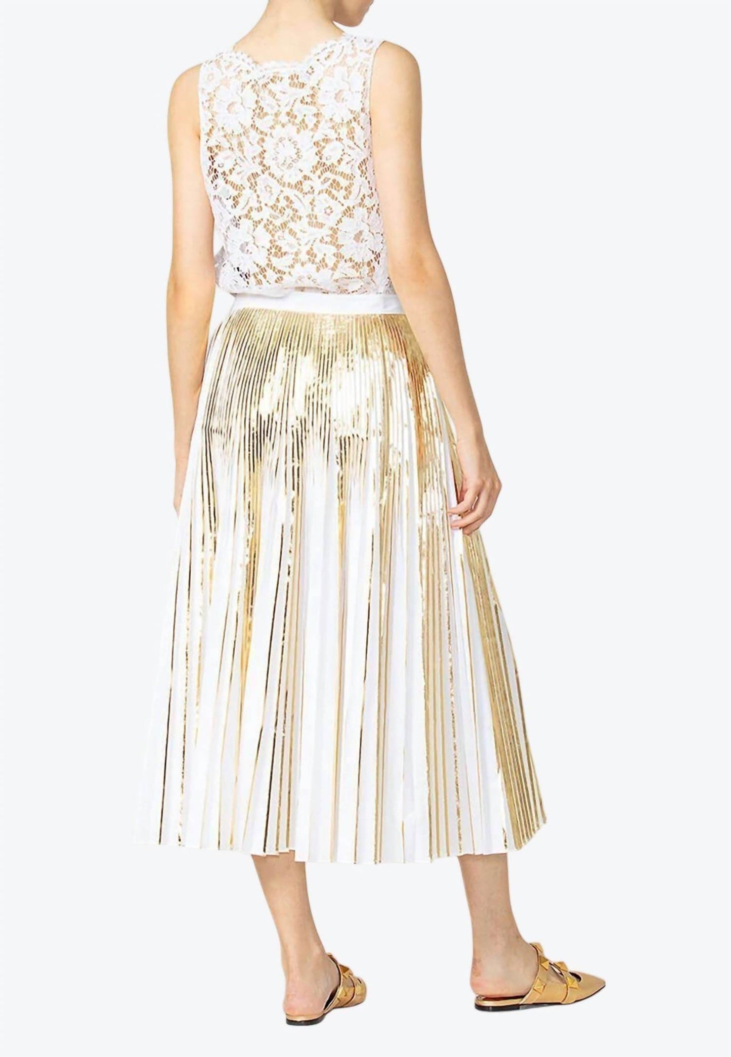 Valentino - Pleated Metallic Midi Skirt - Rack Hunt