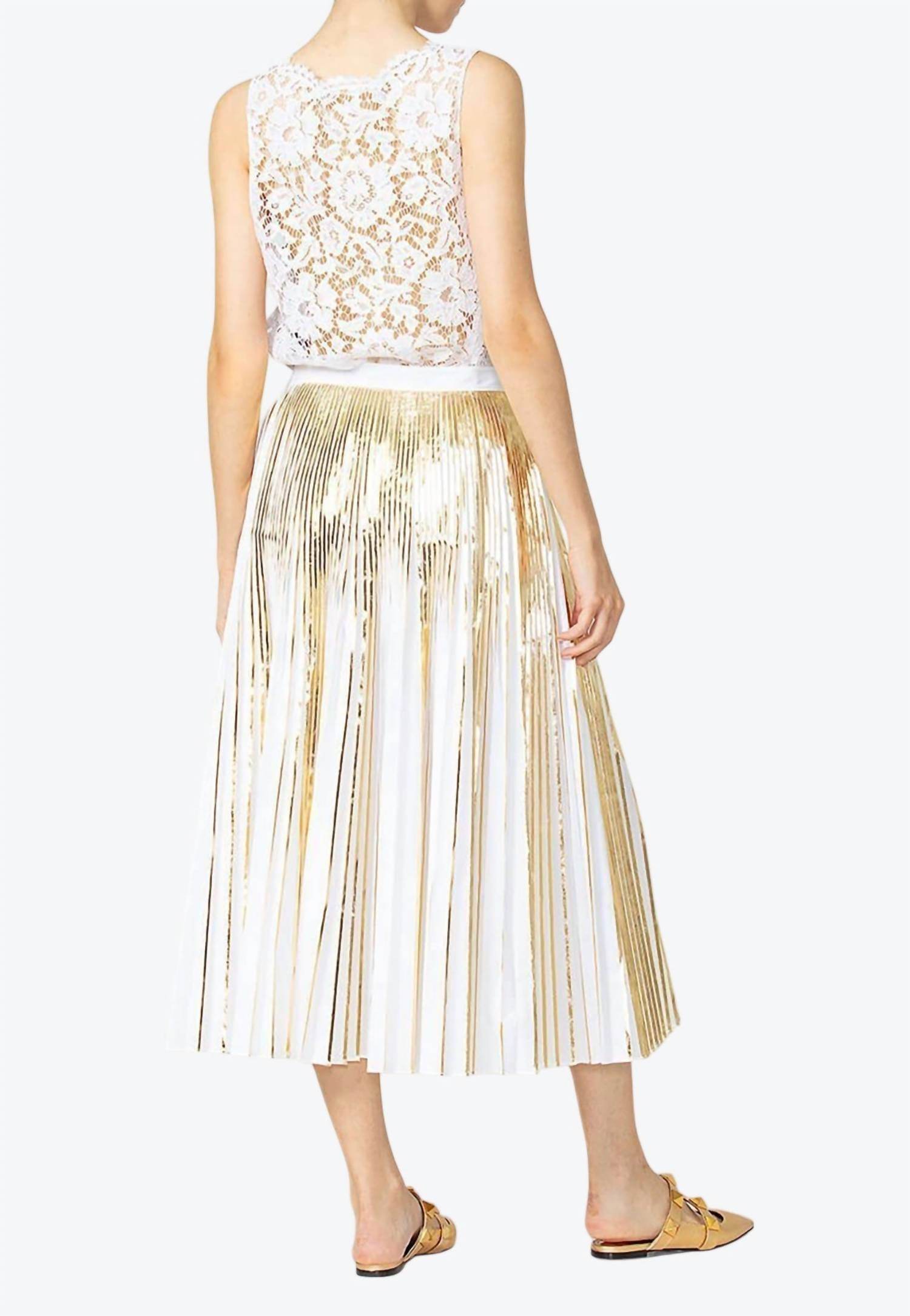 Valentino - Pleated Metallic Midi Skirt - Rack Hunt