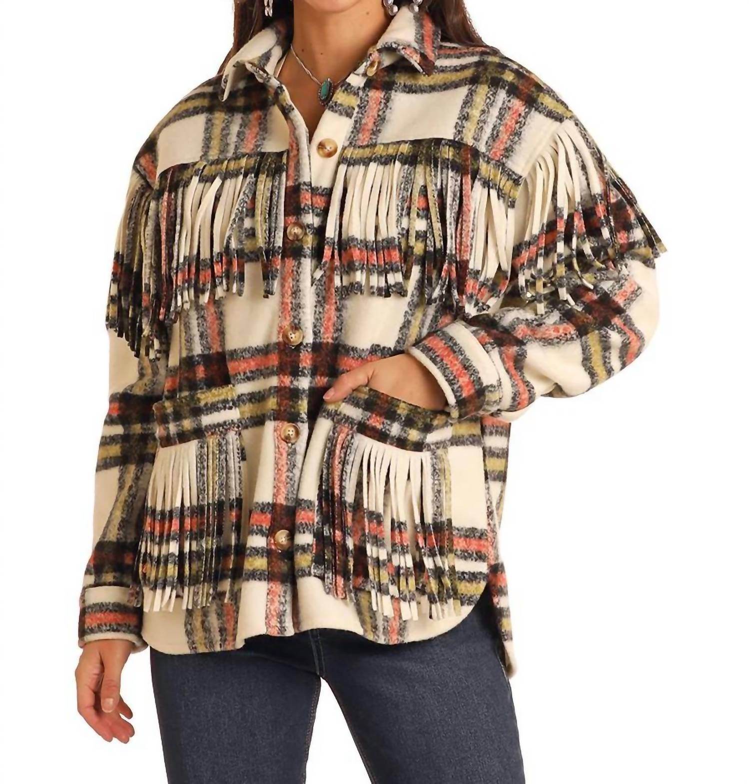 Rock & Roll Cowgirl - Plaid Shacket With Fringe - Rack Hunt