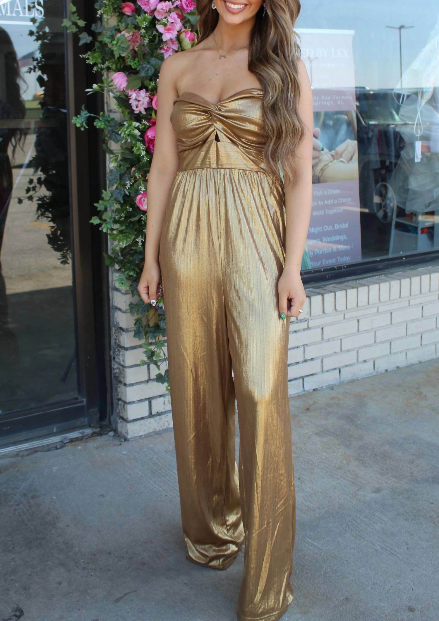 Juliet - Metallic Twist Cut Out Jumpsuit - Rack Hunt -