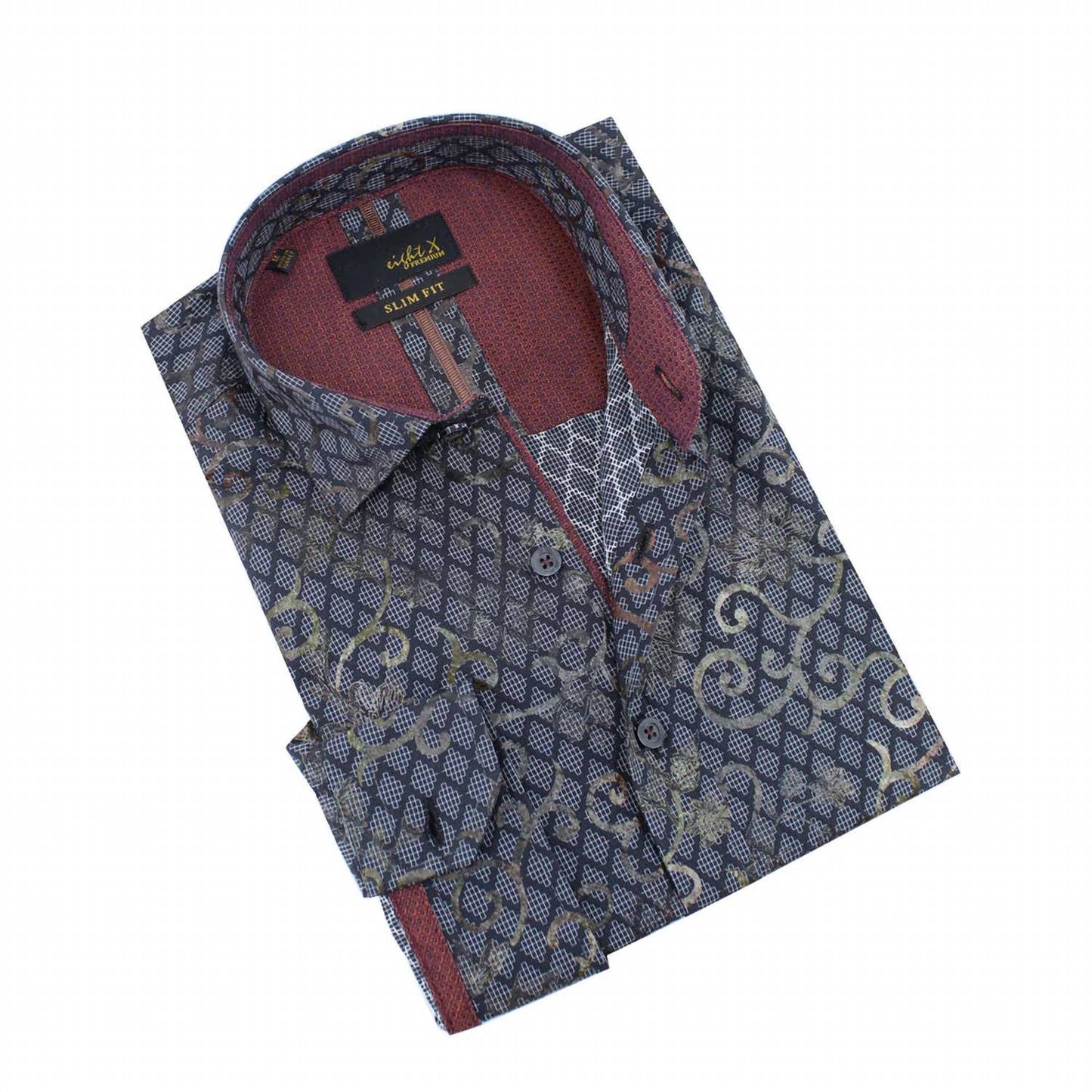 Print Foil Jacquard Shirt With Trim
