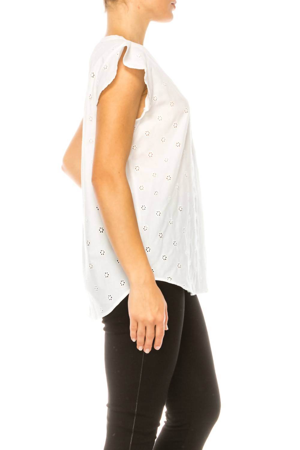 Grand & Greene - Floral Eyelet Cap Sleeve Top - Rack Hunt