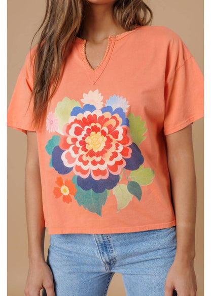 Big Bloom Split Neck Tee
