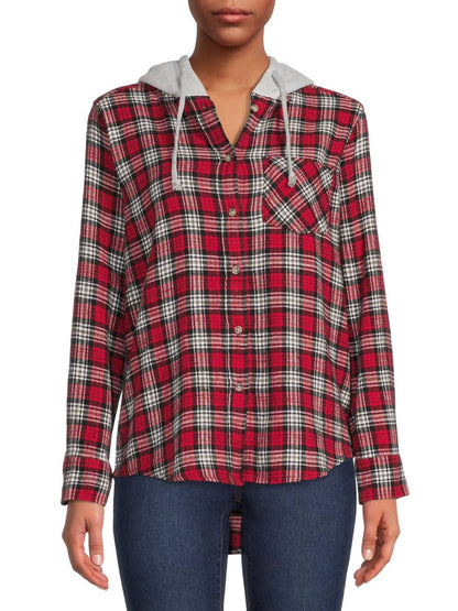 Women's Plaid Flannel Hoodie Three Piece Set