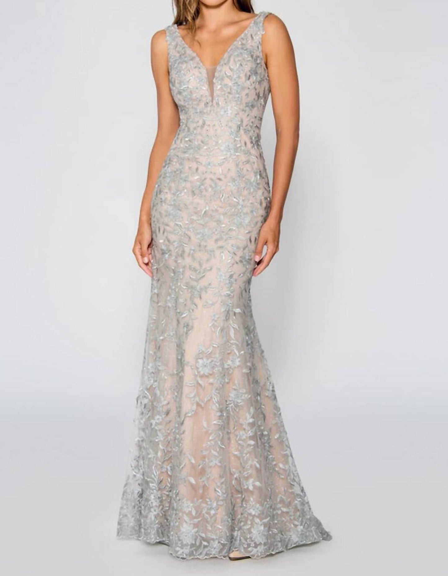 Long Fitted Sleeveless Prom Gown