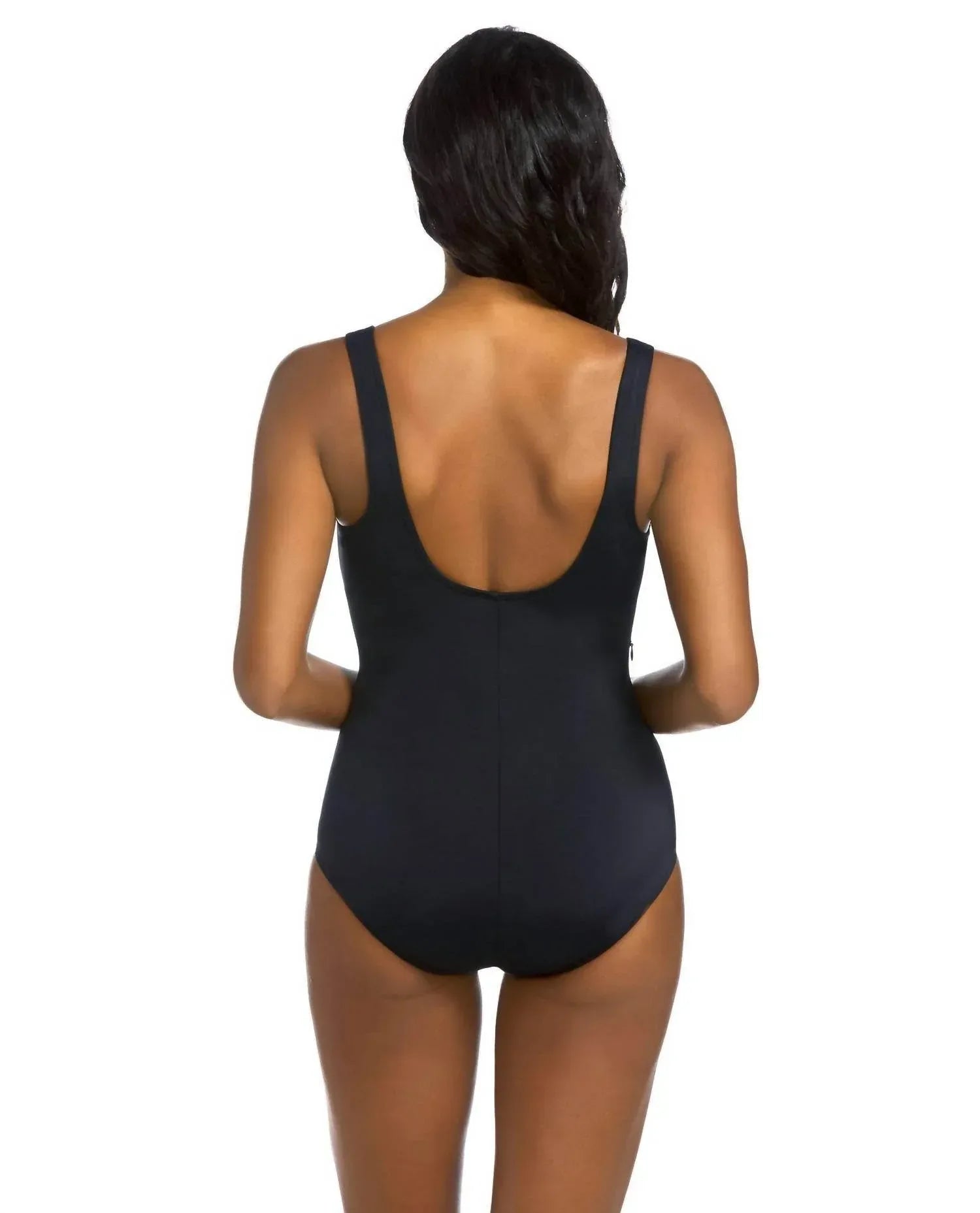 Active Spirit - Chlorine Resistant Square Neck One Piece Swimsuit With Pockets - Rack Hunt