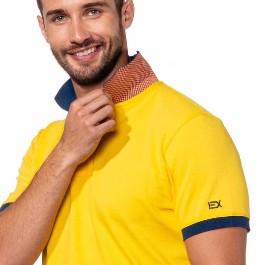 Double Sided Grid Print Collar Polo