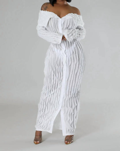 Kaia Sheer Ruffle Midi Dress